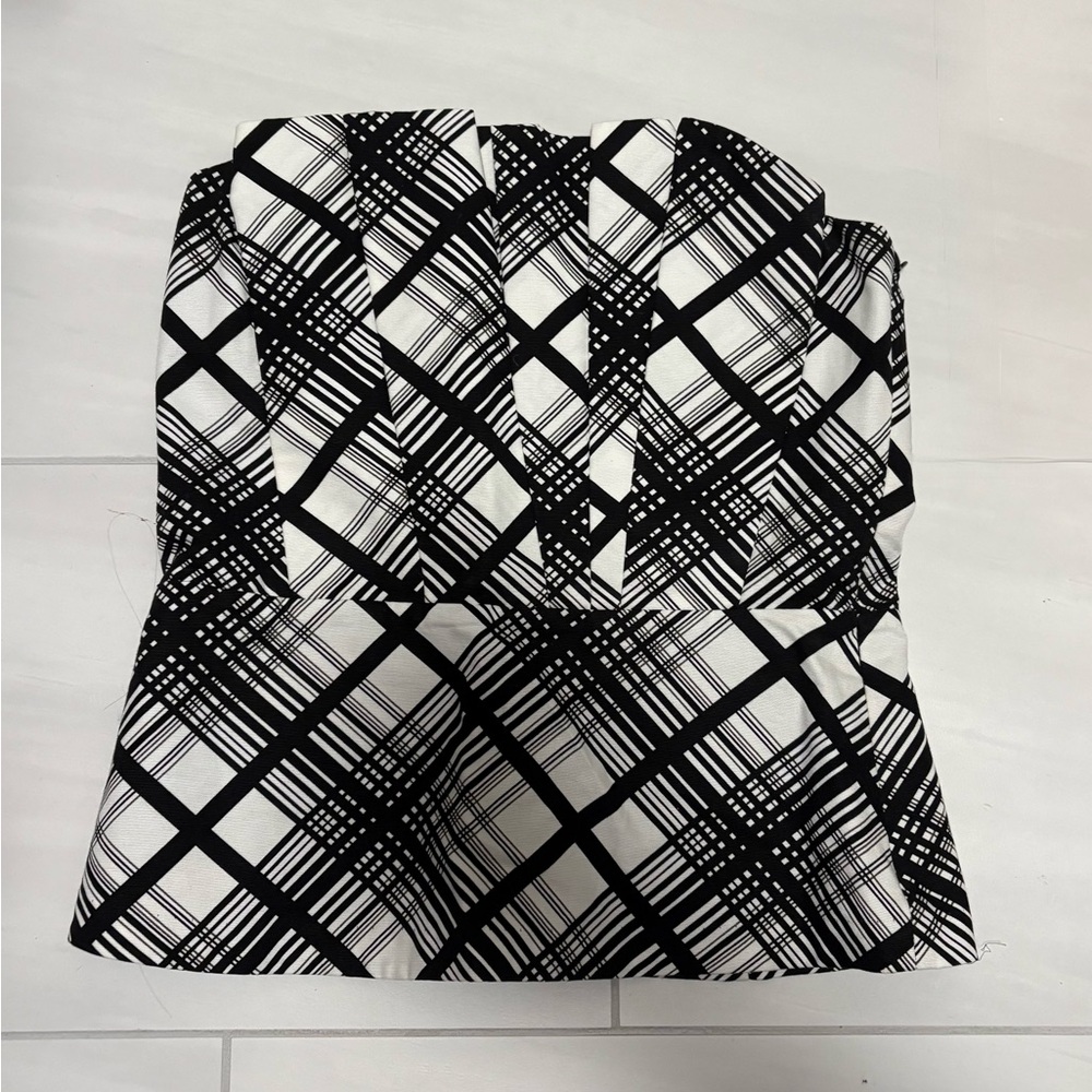 The Limited Black and White Bustier Peplum Blouse